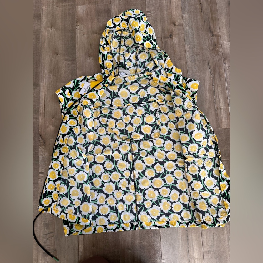 NEW DVF x Target Nylon Packable Hooded Vest Women Medium Poppy‎ Floral Full Zip - Picture 4 of 8